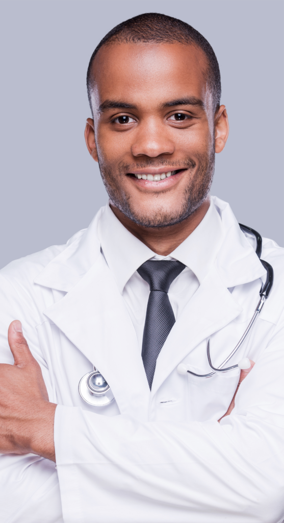 confident-male-doctor-cheerful-african-doctor-pointing-away